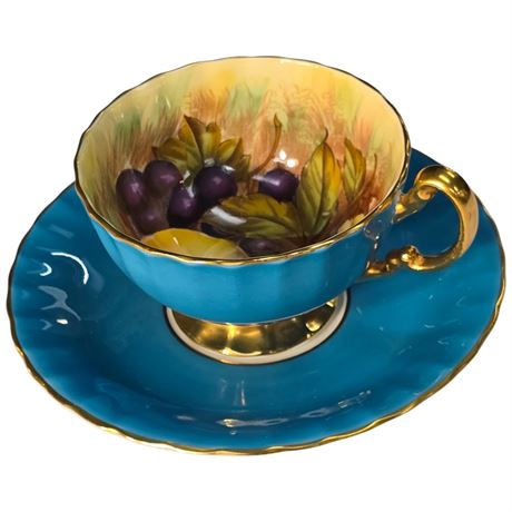Vintage Signed Aynsley "Fruit Orchard" Tea Cup & Saucer