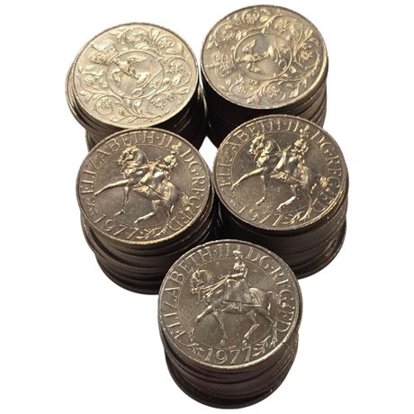 Approx 50, British 1977 Elizabeth II Commemorative Coins