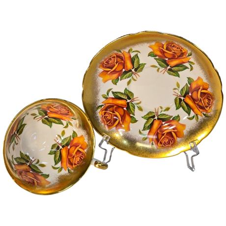 Vintage Paragon "Cabbage Roses" Tea Cup & Saucer