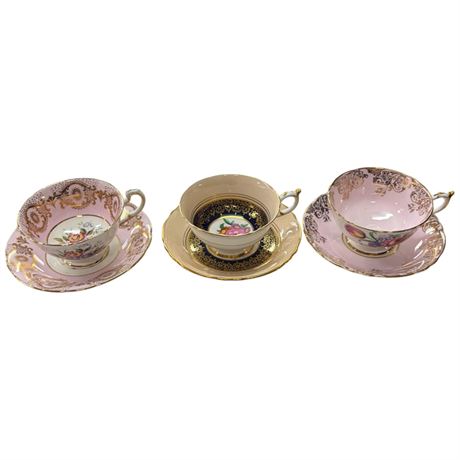 3 Paragon Double & Single Marked Cups And Saucers