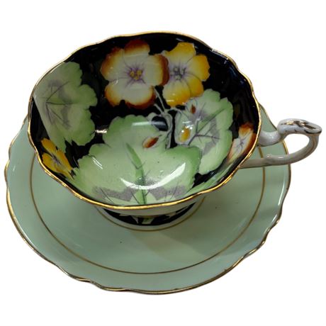 Vintage Double Stamped Paragon "Apricot Geraniums" Tea Cup & Saucer