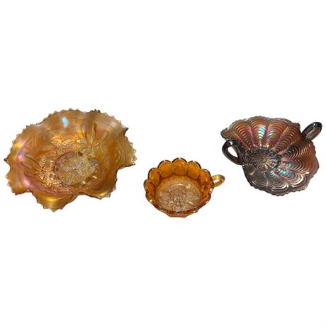 3 Vintage Carnival Glass Bowls