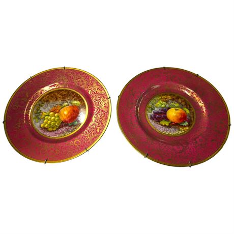 2 Minton Fruit Painted Plates