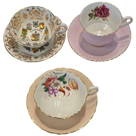 3 Paragon Cups And Saucers