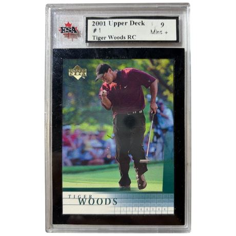 2001 Upper Deck #1 Tiger Woods Rookie Card KSA Graded 9