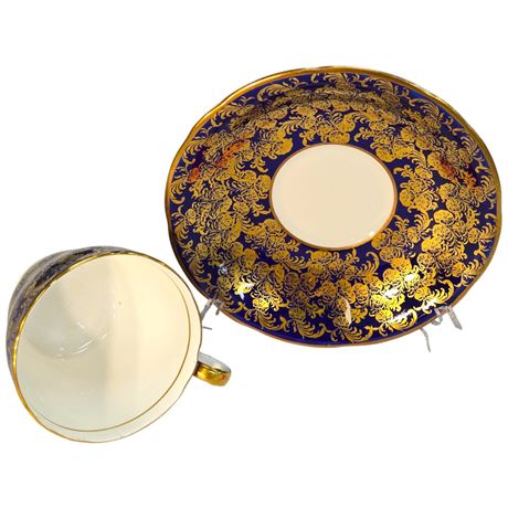 Vintage Aynsley "Blue & Gold" Tea Cup & Saucer