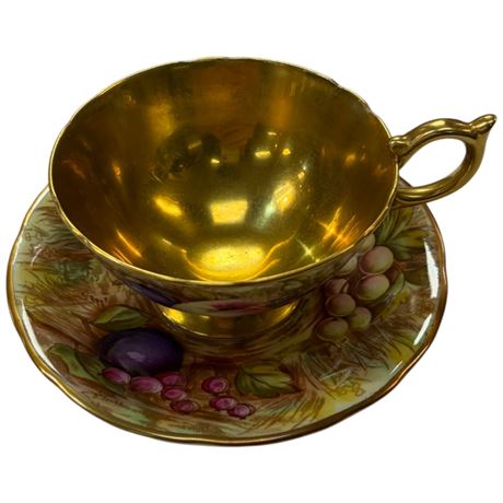 Vintage Signed Aynsley "Orchard Gold" Tea Cup & Saucer