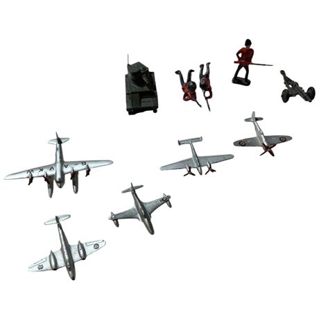 Assorted Miniature Metal Planes & Army Men