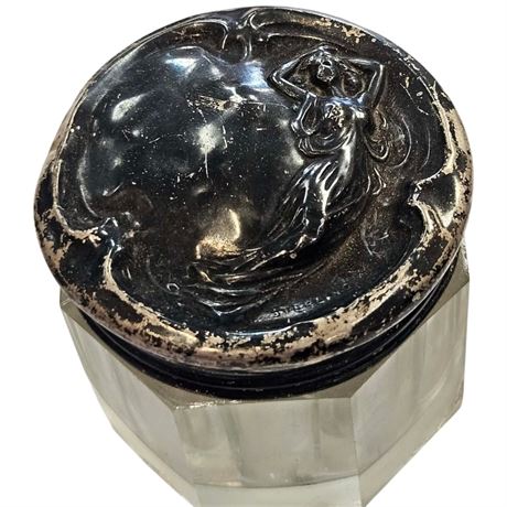 Embossed Art Nouveau Sterling Silver Lidded Container