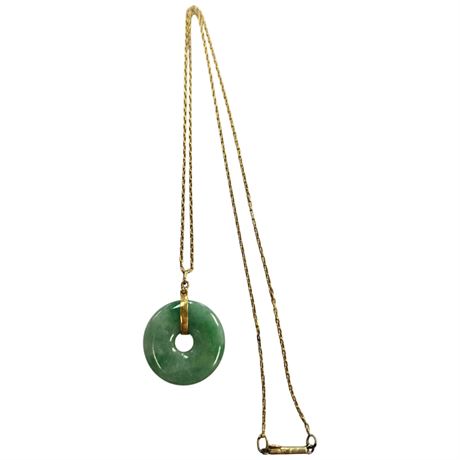 Gold & Jade Necklace - Xrf Tested 18K-20K