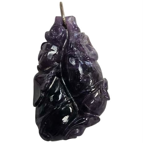 Chinese Carved Amethyst Gourds & Vines Pendant