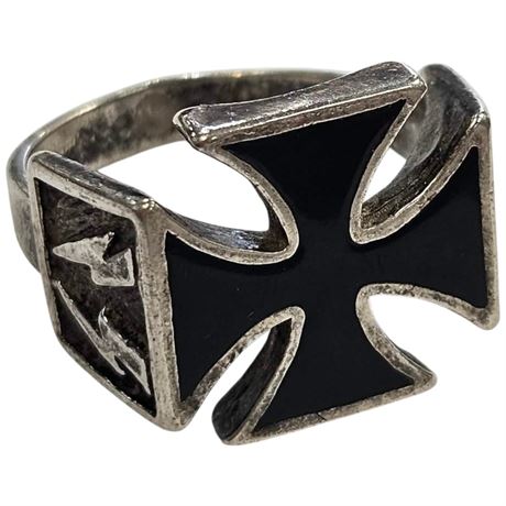 925 Sterling Silver Iron Cross Ring