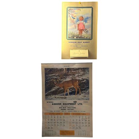 2 Vintage Advertising Calendars, 1955 & 1984