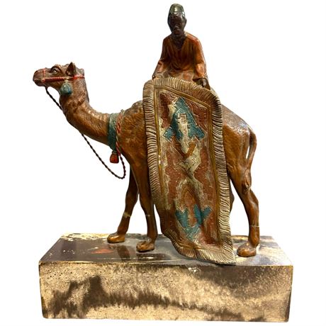 Antique Vienna Cold Painted Bronze Rug Seller On Camel