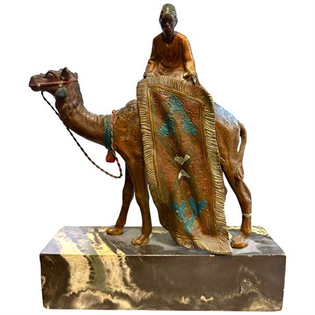 Antique Vienna Cold Painted Bronze Rug Seller On Camel