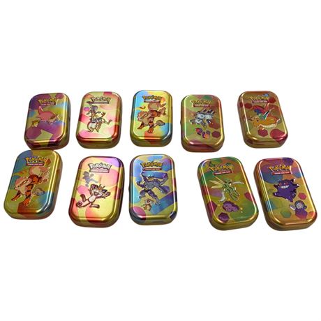 Assorted Pokemon Tins Full Of Cards