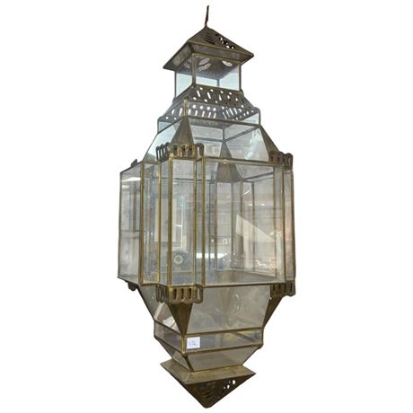 Large Vintage Brass & Glass Terrarium