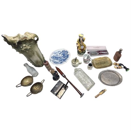 Box Of Assorted Collectibles, Royal Dux Vase, Figurine Decanter Bottle, Etc.