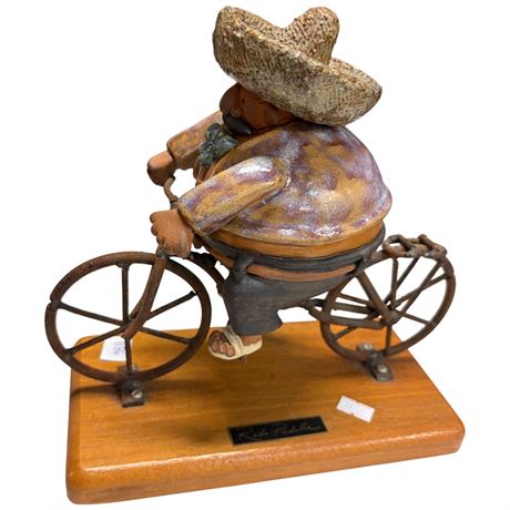 Vintage Bicycling Man Sculpture, Rode Padilla