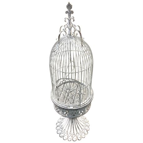 Vintage Metal Floor Bird Cage
