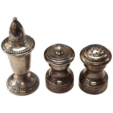 3 Weighted Sterling Silver Salt & Pepper Shakers