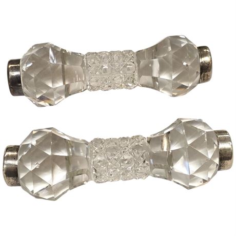 Pair Of Sterling Capped Crystal Knife Rests