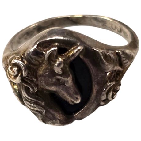 Vintage Sterling Silver Unicorn Ring With Stone