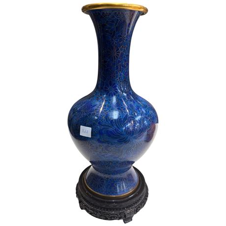 Large Vintage Cloisonne Vase, On Stand