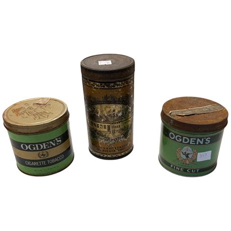 3 Vintage Tin Cans, Ogdens & Ubakohv