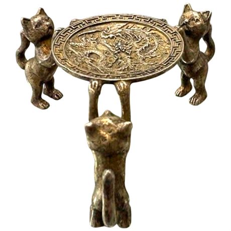 Chinese Metal Scholars Stand, Signed On Bottom