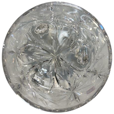 Vintage Cut Crystal Footed Bowl With Fern Design