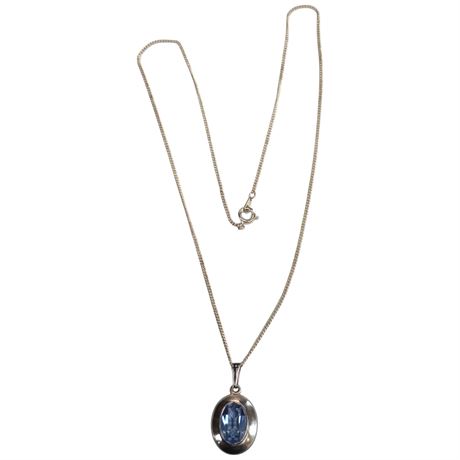 Sterling Silver Chain With Blue Stone
