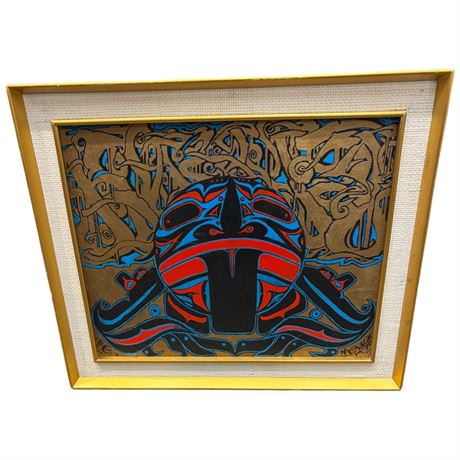 Framed First Nations Painting On Board