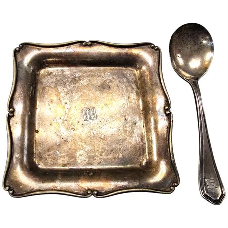 Vintage Canadian National Railway Silver Plate Tray & Spoon