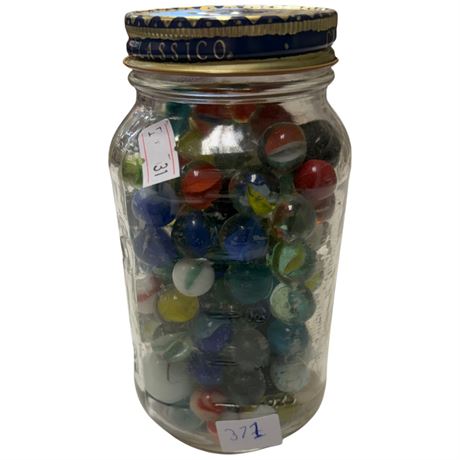 Jar Full Of Vintage Marbles
