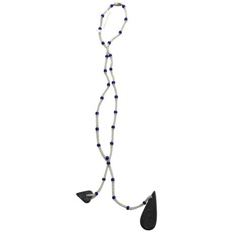 Melanine Russ Skidegate Haida Artist Argillite Necklace With Beads