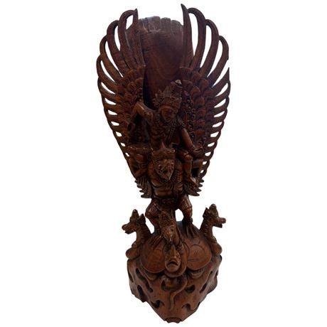 Carved Wood Statue Of Vishnu