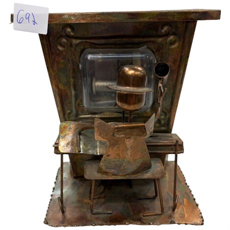 Brass Figural Piano Player Wind Up Music Box