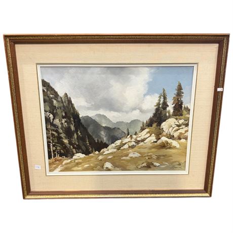 Framed Oil On Canvas Of  Mountain Scene Signed J. Gabanek