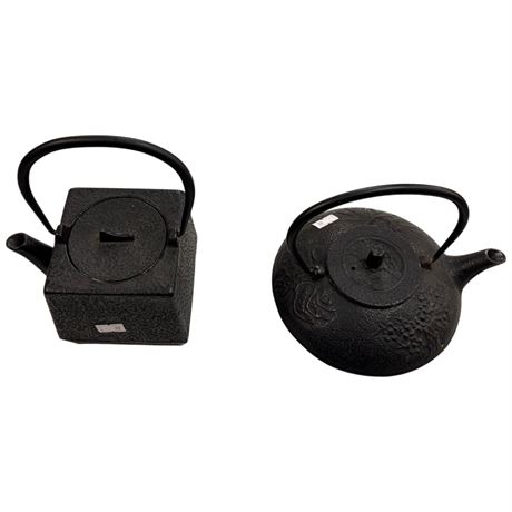 2 Vintage Iron Asian Tea Pots