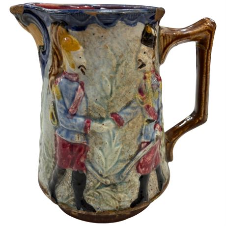 Late 19Th Century Majolica Pitcher Commemorating The Franco Russian Alliance