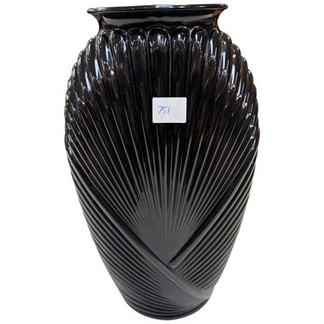 Art Deco Black Glass Vase