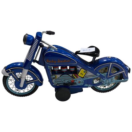 Vintage Tin Litho Harley Davidson Friction Motorcycle Toy