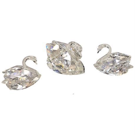 3 Swarovski Crystal Swans