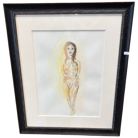 Framed Watercolor Of Anatomical Woman Signed By Artist, S. Cole