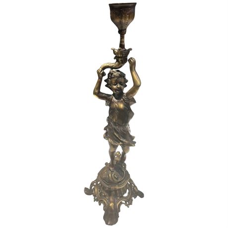 Vintage Art Nouveau Bronze Girl Sculpture