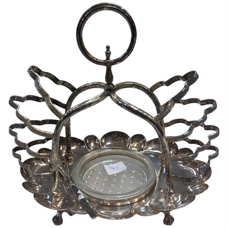 Vintage Silver Plate Toast Rack & Jam Dish