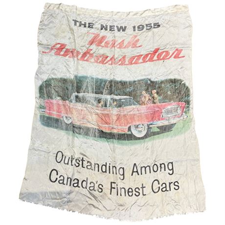 Vintage Cloth Banner "The New 1955 Nash Ambassador"
