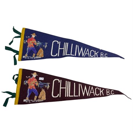 2 Vintage RCMP Chilliwack B.C Pennants