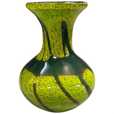 Vintage Green Swirl Opaline Florence Lime Green Art Vase